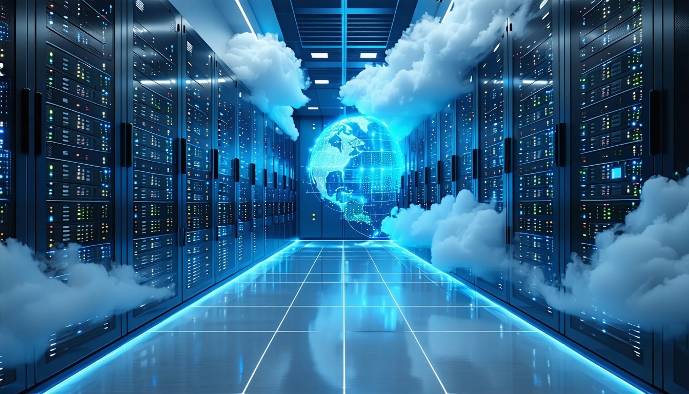 Server room transitioningmorphing into cloud graphics-3