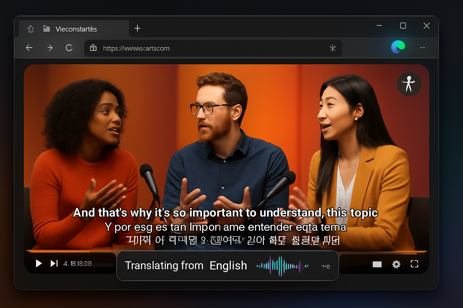 AI audio translation previews in Microsoft Edge