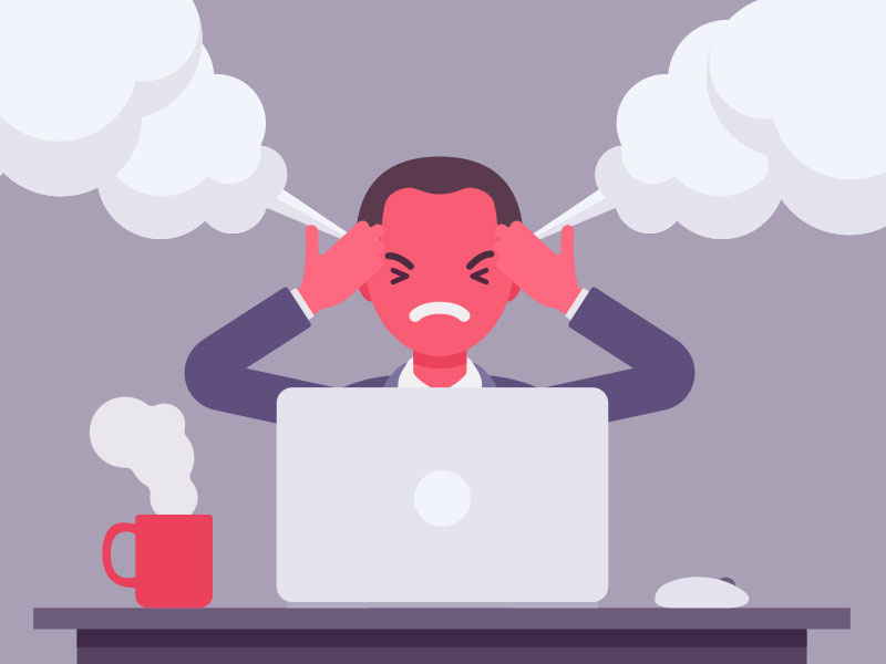 angry man with smoke coming out of his ears illustration